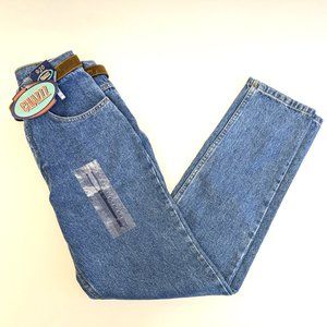 CHAZZ NOS Vintage Classic Straight Leg Denim Blue Mom Jeans Belt Women's Size 9
